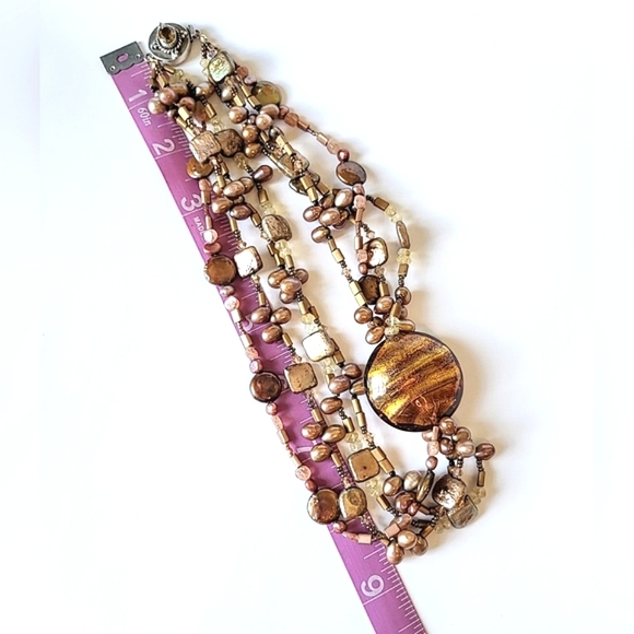 KESHI & FRESHWATER PEARL NECKLACE - 925 STERLING & CITRINE CLASP - Picture 8 of 9